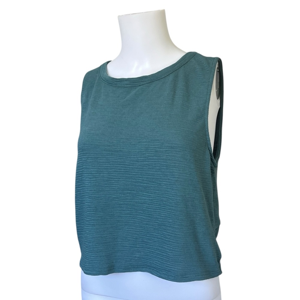 Sleeveless Textured Tank Top - Teal Green